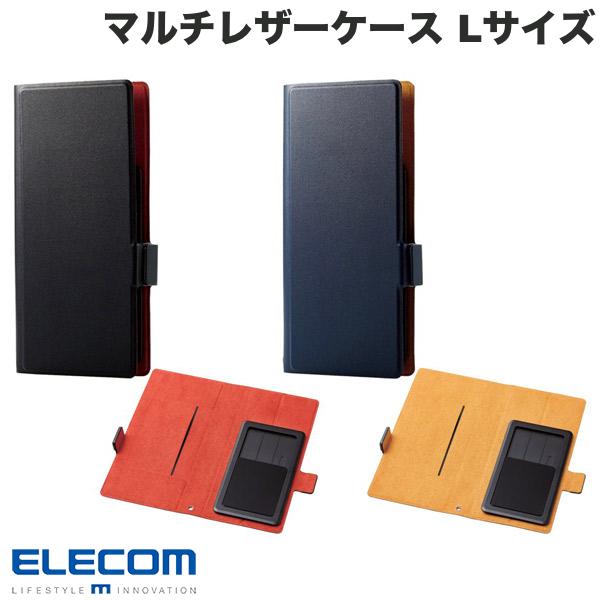 樂天商城 - エレコム スマートフォン用マルチレザーケース スライド式 手帳型 UltraSlim 薄型 磁石付き Lサイズ (スマホケース)