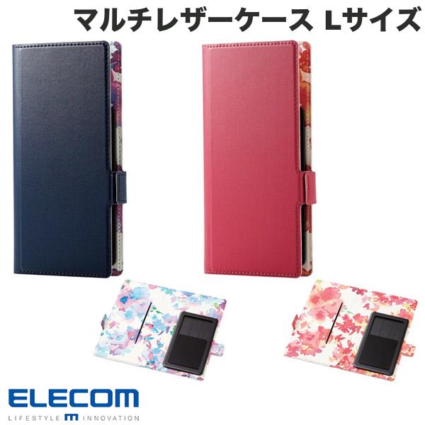 樂天商城 - エレコム スマートフォン用マルチレザーケース スライド式 手帳型 UltraSlim Flowers 薄型 磁石付き Lサイズ (スマホケース)