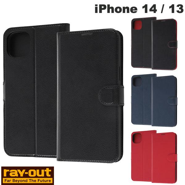 Ray Out iPhone 14 / 13 내충격 수첩형 가죽 케이스 심플 마그넷 레이아웃 (스마트폰 케이스 커버)