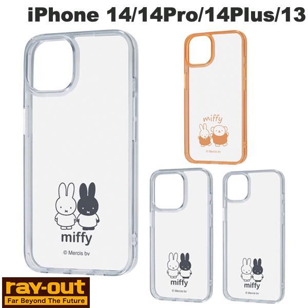 iPhone 14 케이스 미피 iPhone 13 케이스 클리어 케이스 Ray Out iPhone 14 / 14 Pro / 14 Plus / 13 미피 하이브리드 케이스 Charaful 레이아웃 (스마트폰 케이스 커버)