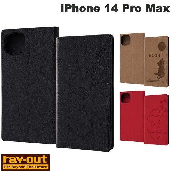 Ray Out iPhone 14 Pro Max 디즈니 캐릭터 내충격 수첩형 가죽 케이스 심플 레이아웃 (스마트폰 케이스·커버) 미키 마우스 미니 푸씨