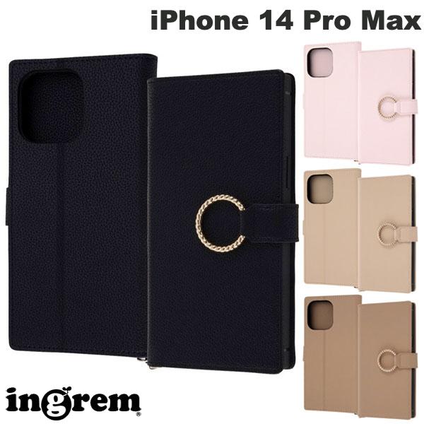 ingrem iPhone 14 Pro Max 내충격 수첩형 가죽 케이스 KAKU Ring 잉글렘(스마트폰 케이스·커버)