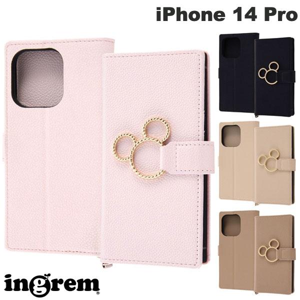 ingrem iPhone 14 Pro 디즈니 캐릭터 내충격 수첩형 가죽 케이스 KAKU Ring 미키 잉글렘 (스마트폰 케이스·커버) 미키 마우스