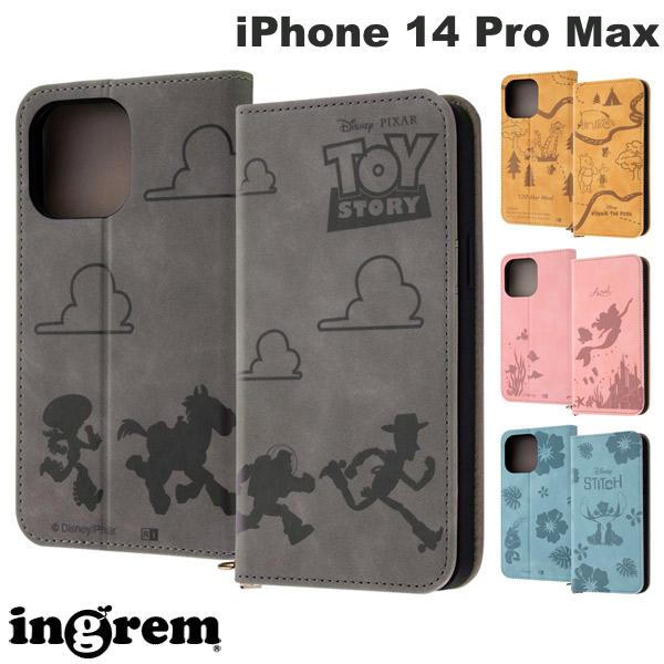 ingrem iPhone 14 Pro Max 디즈니 캐릭터 내충격 수첩형 가죽 케이스 Raffine 모노톤 잉글렘(스마트폰 케이스·커버)
