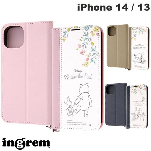 푸우 iPhone14 iPhone13 케이스 수첩형 카드 수납 ingrem iPhone 14 / 13 디즈니 캐릭터 내충격 수첩형 레더 케이스 Noble 잉글렘 (스마트폰 케이스·커버) 귀여운