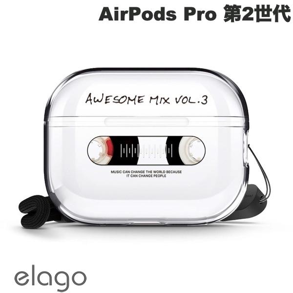 elago AirPods Pro 第2世代 monthly elago CLEAR CASE ストラップ付き TPUケース Cassette Tape # EL_A2PCSTPMX_CT エラゴ (Apple AirPods Proケース)