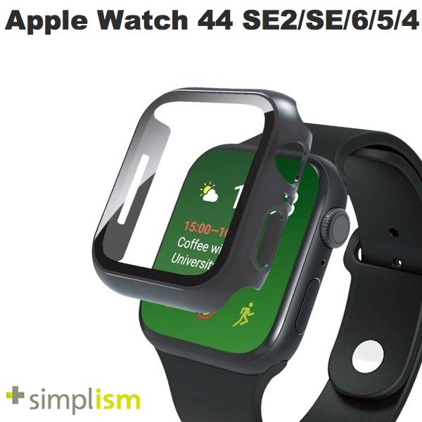  Simplism Apple Watch 44mm SE 第2世代 / SE / 6 / 5 / 4 高透明 ガラス一体型PCケース ブラック # TR-AW2244-GLPC-CCBK シンプリズム (アップルウォッチケース カバー)