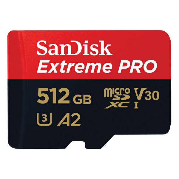 SanDisk 512GB Micro SDXC Extreme Pro UHS-I V30 COpbP[W R=200/W=140 4K A2Ή A_v^t # SDSQXCD-512G-GN6MA TfBXN ([J[h)