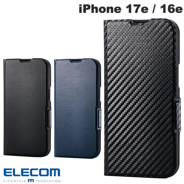 ELECOM iPhone 17e / 16e 가죽 케이스 수첩형 UltraSlim 얇은 자석 부착(스마트폰 케이스·커버)