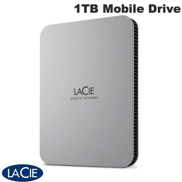 Lacie 1TB Mobile Drive USB3.2 Gen1 USB-C対応 ポータブル ハードディスク 2022 ムーン・シルバー # STLP1000400 ラシー 外付けHDD 