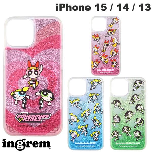 iPhone15 ケース ingrem iPhone 15 / 14 / 13 パワーパフガールズ 衝撃吸収 バンパー 動く キラキラ ラメ グリッターケース イングレム (スマホケース・カバー)