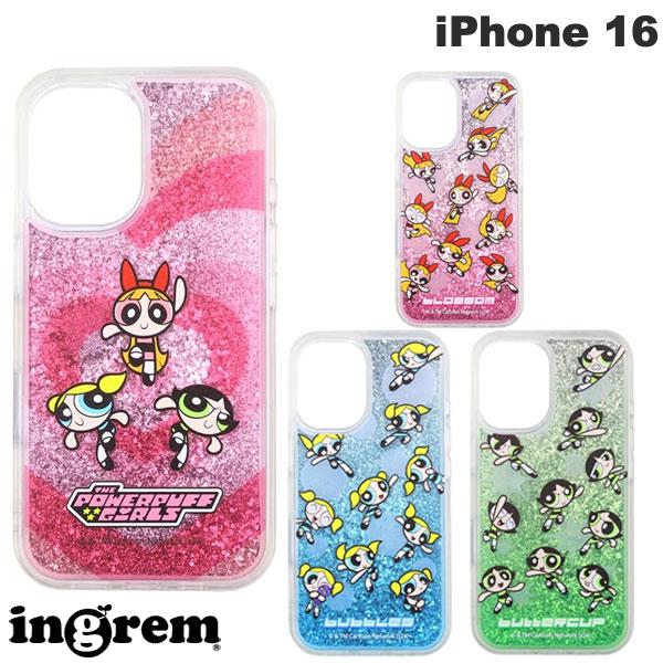 iPhone 16 Case Powerpuff Girls Ingrem iPhone 16 Powerpuff Girls Shock Absorption Bumper Case with Moving Glitter (Smartphone Case/Cover)