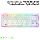 【あす楽】 Razer DeathStalker V2 Pro Tenkeyless 英語配列 有線 / Bluetooth 5.0 / 2.4GHz ワイヤレス 両対応 静音リニアオプティカルスイッチ 薄型ゲーミングキーボード Linear Optical Switch White Edition RZ03-04373500-R3M1 レーザー (キーボード)