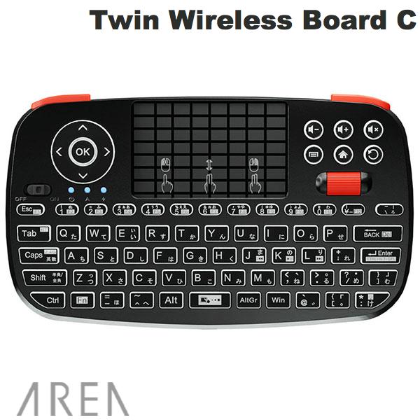 楽天Premium Selection 楽天市場店[ネコポス発送] AREA Twin Wireless Board C 日本語配列 Bluetooth / 2.4GHz ワイヤレス対応 ミニワイヤレスキーボード ブラック # SD-KB24GBT（C） エアリア （キーボード） ミニキーボード スマートテレビ TV