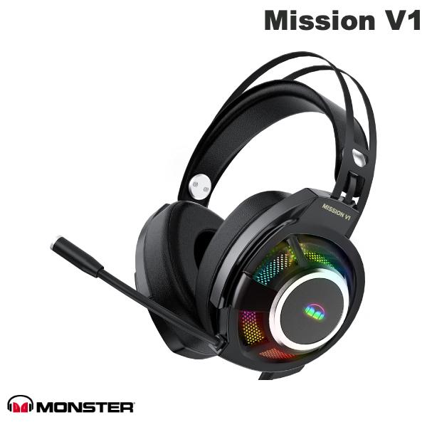 MONSTER CABLE Mission V1 バーチャル 7.1 サラウンドサウンド ゲーミングヘッドセット ブラック # MH72001 モンスターケーブル (ヘッドセット) 有線