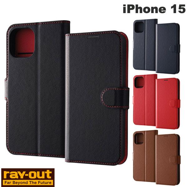Ray Out iPhone 15 Like standard 내충격 수첩형 가죽 케이스 심플 마그넷 레이아웃 (스마트폰 케이스 커버)