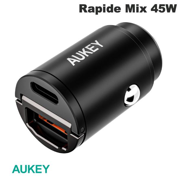  AUKEY カーチャージャー Rapide Mix QC / PD対応 最大45W USB A / Type-C 各1ポート ブラック # CC-A3S-BK オーキー (カーチャージャー シガーソケット 車載充電器)