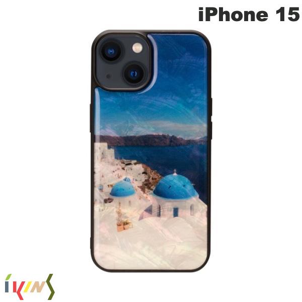 [ネコポス発送] Ikins iPhone 15 天然貝ケース サントリーニ島 # I25468i15 アイキンス (スマホケース・カバー)