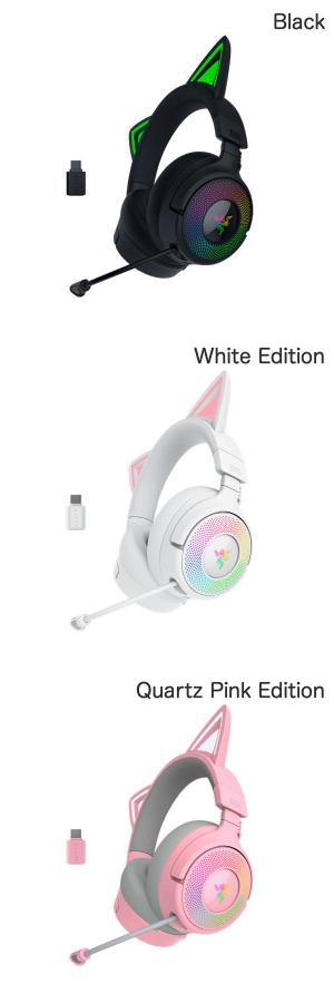 Premium Selection 楽天市場店のRazer Kraken Kitty V3 Pro Bluetooth / 2.4GHz ワイヤレス / 有線 両対応 ゲーミング用 ワイヤレス RGB ネコミミヘッドセット レーザー (ヘッドセット RFワイヤレス) レイザー [4573626730010]｜アングル2