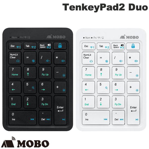 Windows/macOS 両対応「欲しい」が揃ったテンキーパッド「MOBO TenkeyPad 2 Duo」■ 有線/無線 両対応最大3台のマルチペアリングBluetooth接続とUSBケーブルによる有線接続の両対応です。電池が切れても、有線接続で使用できます。また、Bluetooth接続は、最大3台のパソコンをペアリング登録し、簡単に切り替えできるマルチペアリングに対応しています。WindowsとmacOSの両対応です。■ 3台のBluetooth機器を切り替えUSBでの有線接続も可能Bluetooth接続した3台の機器を、簡単に切り替えできるマルチペアリングに対応。USB有線接続も可能で、電池が切れても有線接続で使えます。※ Bluetooth接続をする際は筐体裏面の物理スイッチを「ON」に、有線接続をする際は「OFF」に設定します。■ 単4乾電池1本で動くアルカリ単4乾電池1本で、最大250時間の連続使用が可能です。乾電池式なので、外出先で充電が切れても、新しい乾電池に入れ替えればすぐに使用できます。使用しない時は筐体裏面の電源スイッチをオフにして、電池の消耗を防止できます。※ 単4充電池を装着してUSB給電をしても、電池の充電をすることはできません。■ macOSモード搭載macOSに最適化されたキーマッピング(キー割り当て)で動作します。筐体裏面の物理スイッチで切り替えが可能です(Mac : スイッチ左端)■ NumLock連動/非連動 切り替え「NumLock連動」モード、「NumLock非連動」モードを搭載。接続先のデバイスに合わせて筐体裏面の物理スイッチでモード切り替えが可能です。【こんなパソコンに接続する時にオススメ】NumLock連動モード(Win1 : スイッチ中央)・デスクトップパソコン・数値入力モードのないノートパソコンNumLock非連動モード(Win2 : スイッチ右端)・数値入力モードを持つノートパソコン■ NumLock非連動処理モードとは?一部のローマ字キーや記号キーを、テンキーの代わりとして利用する「数値入力モード」を搭載しているノートパソコンがあります。このようなノートパソコンでは、外付けテンキー側のNumLockキーがOSと連動してしまうので、外付けテンキー側で入力をしても、数字ではない意図しない文字が入力される不都合が発生します。本製品の「NumLock非連動モード」は、テンキー側のNumLockインジケータ点灯時だけ、OSと連動せずにテンキー側だけで数字入力ができるようにNumLockを対策済みのため、こういった不都合を回避することができます。■ ホットキー操作に特化した「Fnキーロック」モード音量アップ/ダウン、メディアプレイヤー再生等のマルチメディアキー、ノートパソコンの画面輝度調整、検索等のショートカットなど、ホットキー操作に特化した「Fnキーロック」モードをご用意しました。[仕様情報]キー数 : 22キーキースイッチタイプ : パンタグラフ(アイソレーションタイプ)キーピッチ : 19mmキーストローク : 1.9mmキー耐久回数 : 約500万回Bluetooth規格 : Bluetooth 5.1 Class2対応プロファイル : HID通信方式 : GFSK電波周波数 : 2.4GHz動作可能距離 : 10m(Bluetooth 接続時・遮蔽物なきこと)USBポートタイプ : USB-C(着脱式)データ転送方式(USB接続時) : USB2.0定格電圧 : 1V – 1.5V電源 : USBバスパワー(USB接続)アルカリ単4電池1本(Bluetooth接続)連続使用時間 : 最大約250時間動作温度 : 10～45℃対応OS : Windows11 / Windows10 / macOS材質 : ABS / ポリカーボネートキーキャップ印字 : シルク印刷(UVコーティング)本体サイズ : 約W90 x D132 x H9.1～18 mm重量 : 約72g(本体のみ)製品内容 : 本体、USBケーブル(C to A / 約45cm)、試供用単4乾電池、取扱説明書 兼 保証書製造国 : 中国[メーカー]モボ MOBO (MOBO)型番JANブラックAM-NPBW22-BK4582353600848ホワイトAM-NPBW22-WH4582353600855[対応] mac / win 両対応[性能] Bluetooth[性能] マルチペアリング[性能] 有線[性能] 電池駆動[材質] ポリカーボネート[端子] USB A[色] ブラック[色] ホワイト[規格] USB Type-C[規格] USB2.0[シリーズ]s_5233185248MOBO TenkeyPad2 Duo Bluetooth 5.1 / 有線 両対応 パンタグラフ テンキーパッド モボ
