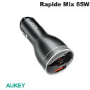 AUKEY カーチャージャー Rapide Mix QC/PD対応 最大65W USB A 1ポート / Type-C 2ポート ダークグレー # CC-Y24-GY オーキー (カーチャージャー シガーソケット 車載充電器)