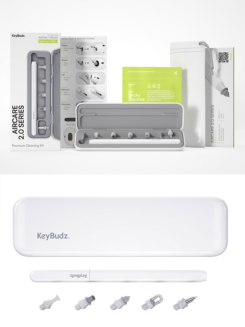 Premium Selection 楽天市場店の[在庫処分特価!!] keyBudz AirCare2.0 プレミアムクリーニングキット # KB26615AP キーバズ (イヤホン・ヘッドホンオプション) AIrPods iPhone iPad クリーナー イヤホン掃除道具 掃除キット 掃除グッズ｜アングル2