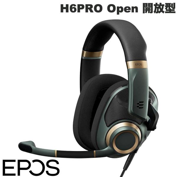 【あす楽】 EPOS H6PRO Open 開放型 有線 ゲーミングヘッドセット レーシンググリーン # 1000970 イーポス 跳ね上げ式 ミュート機能 ブームマイク 取り外し可能 [4573571820835] PS4 PS5 Xbox One Nintendo Switch 3.5mm端子