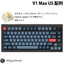 Keychron V1 Max QMK/VIA カーボンブラック Mac英語配列 有線 / Bluetooth 5.1 ワイヤレス 両対応 テンキーレス ホットスワップ Gateron Jupiter バナナ軸 RGBライト カスタムメカニカルキーボード ノブバージョン キークロン