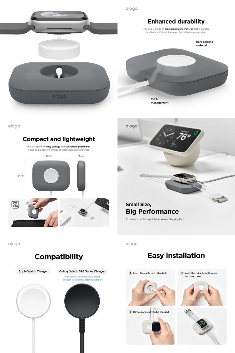 elago MAGNETIC CHARGER PAD for Apple Watch �������ť����֥��б� ���ꥳ��ѥå� ���饴 (���åץ륦���å��������)
