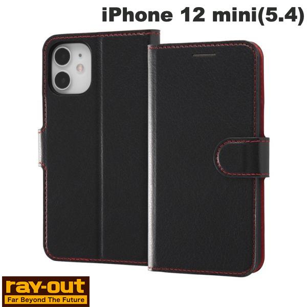 樂天商城 - Ray Out iPhone 12 mini Like standard 耐衝撃 マグネットベルト シンプル 手帳型レザーケース ブラック_レッド # RT-P26NELC1/BR レイアウト (スマホケース・カバー)