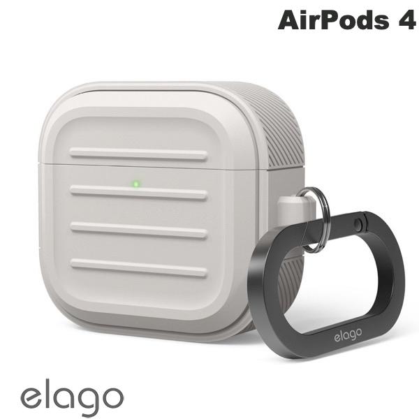 elago AirPods 4 ARMOR CASE カラビナ付き シリコンケース Stone # EL_AP4CSSCA0_ST エラゴ (Apple イヤホンケース)
