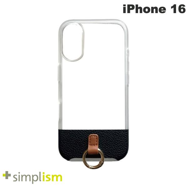 Simplism iPhone 16 FINO Ring Amulet ストラップリング付き 背面クリアハイブリッドレザーケース ブラック # AM-IP24M2-FIR-BK シンプリズム (スマホケース・カバー) トリニティ