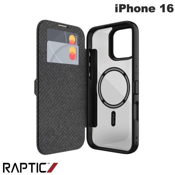 RAPTIC iPhone 16 Urban Folio MagSafe Compatible Flip Case Black # RT_IPNCSPLUM_BK Raptic (Smartphone Case/Cover) Clear Back Case Magnetic Closure Card Holder Faux Leather Stylish Cool