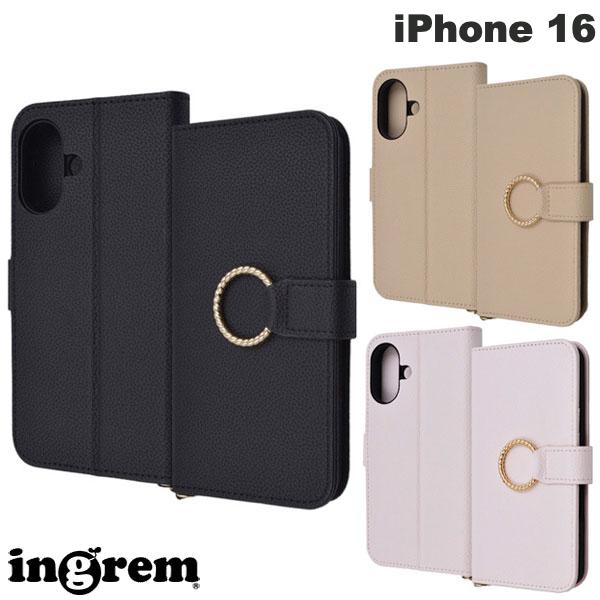 iPhone16 케이스 수첩형 카드 수납 ingrem iPhone 16 Ring 내충격 마그넷 벨트 링 첨부 수첩형 가죽 케이스 잉글렘(스마트폰 케이스·커버)