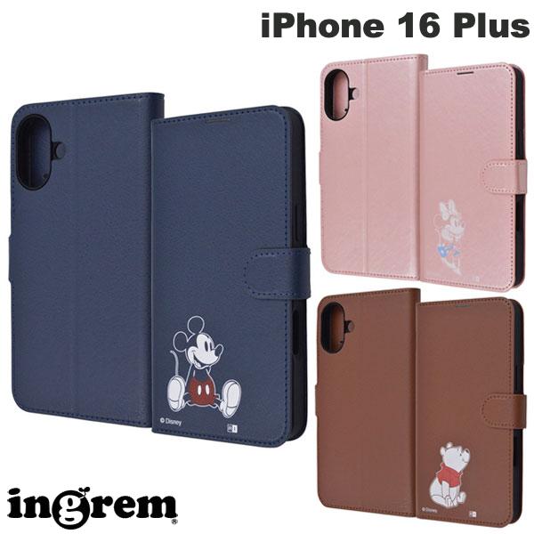 iPhone16Plus 스마트폰 케이스 수첩형 디즈니 미키 미니 푸우 ingrem iPhone 16 Plus 디즈니 충격 흡수 마그넷 벨트 심플 수첩형 레더 케이스 인그렘(스마트폰 케이스·커버)