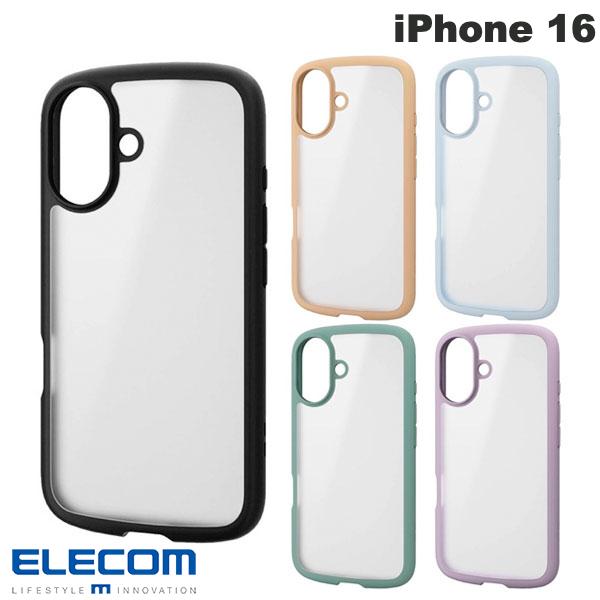 ELECOM iPhone 16 Hybrid Case TOUGH SLIM LITE Frame Color: Clear Back, Silky Clear, Strap Sheet Included (Smartphone Case/Cover)