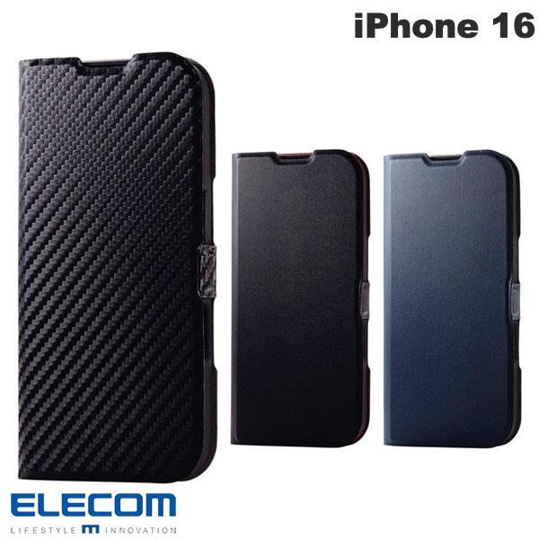 ELECOM iPhone 16 Leather Case, Flip Type, Ultra Slim, Slim, Magnetic Closure (Smartphone Case/Cover)