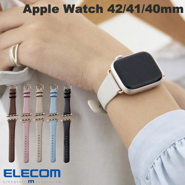 ELECOM Apple Watch 42 / 41 / 40mm 소프트 레더 밴드 슬림 타입 & me (애플 워치 벨트 밴드)