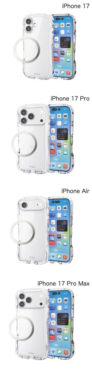エレコム iPhone 17 / 17 Pro / Air / 17 Pro Max GRIP オールクリア メタルリング付 クリア (スマホケース・カバー) 2025