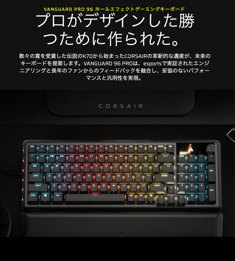 Corsair VANGUARD PRO 96-MGX 日本語配列(かな無し) 有線 96% フルサイズ ホール効...