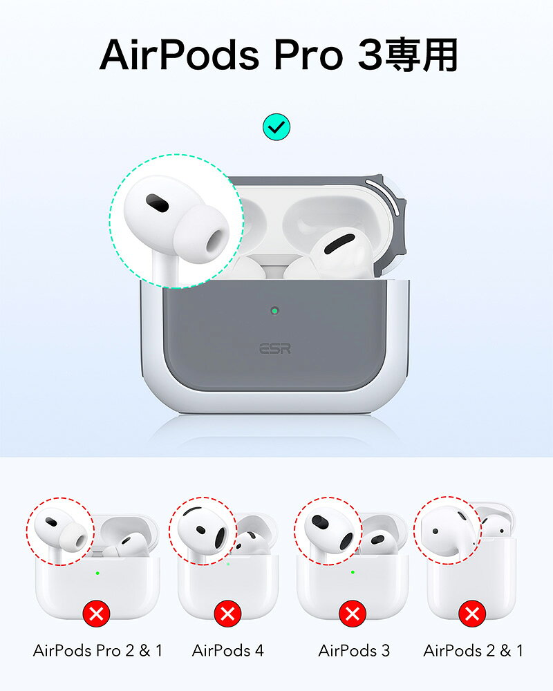 AirPods Pro3 ������ [ESR��������Ź] ESR AirPods Pro 3 ORBIT MagSafe�б� �ϥ��֥�åɥ����� (Apple ����ۥ󥱡���) �����ӥå� 2025 Pro3 ��3���� ���ȥ�å��դ�