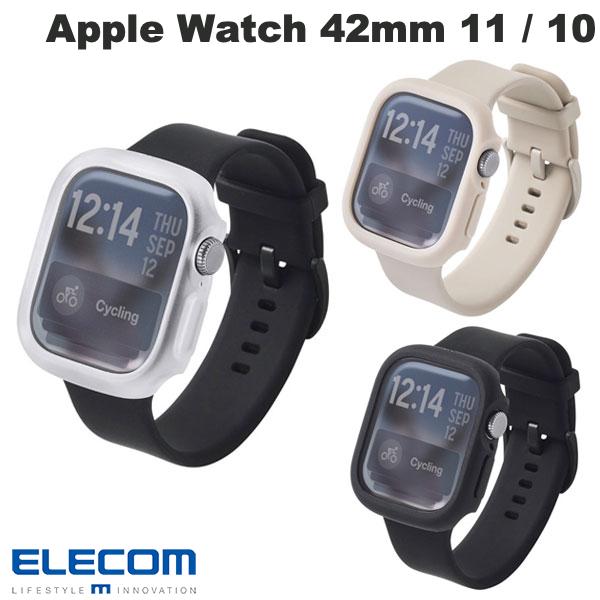 エレコム Apple Watch 42mm Series 11 / 10 フルカバーケース TOUGHSLIM プレミアムガラス 高透明 (アップルウォッチケース カバー)