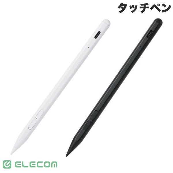 エレコム タッチペン 充電式 iPad専用 ショートカットボタン パームリジェクション 傾き検知 磁気吸着 USB-C充電 急速充電 交換ペン先 (タッチペン) Goodnotes 戻す消す対応 