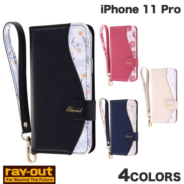 Ray Out iPhone 11 Pro 수첩형 가죽 케이스 꽃무늬 핸드 스트랩 첨부 레이아웃(스마트폰 케이스·커버)