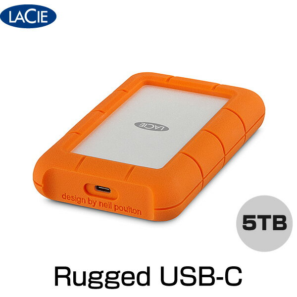 Lacie 5TB Rugged USB-C USB 3.1対応 耐衝撃 外付けHDD (ポータブル) STFR5000800 ラシー (外付けHDD) Mac / iPad / Windows対応 耐落下性 耐衝撃性 耐雨性