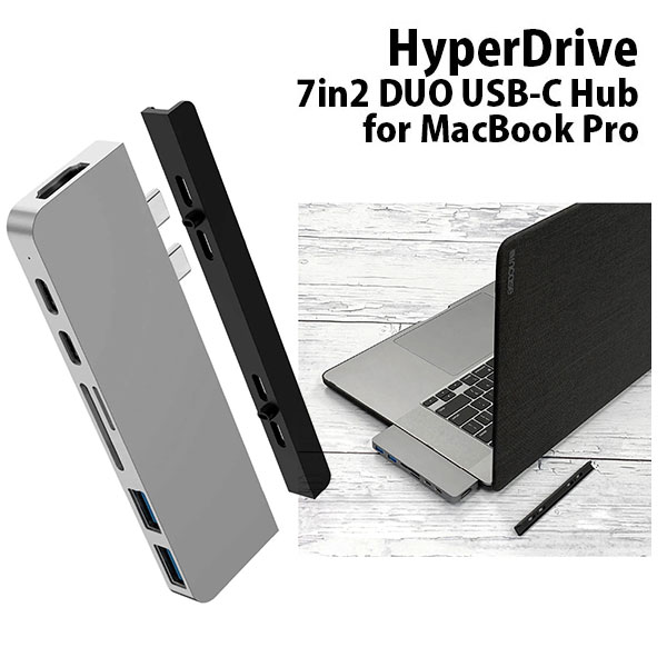 PCアクセサリー, USBハブ HYPER HyperDrive USB Type-C 7 in 2 DUO Hub for MacBook Pro MacBook Air PD HP15580 () 