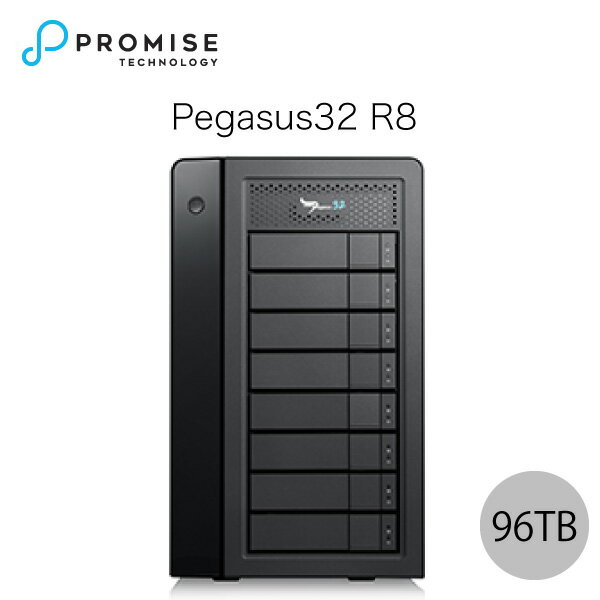 【マラソンクーポン有】[大型商品] Promise Pegasus32 R8 96TB (12TBx8) Thunderbolt 3 / USB 3.2 Gen2 対応 ストレージ 8ベイ ハードウェア RAID外付けハードディスク # F40P2R800000016 プロミス テクノロジー (パソコン周辺機器)