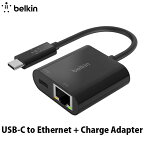 [ネコポス送料無料] BELKIN USB-C to LANポート Gigabit Ethernet + USB-C 60W PD対応 変換アダプタ # INC001btBK ベルキン (ネットワークアダプタ) ギガビット イーサネット