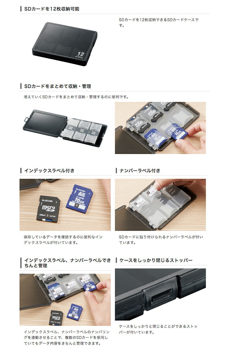 ELECOM エレコム SDカードケース 12枚収納 SD # CMC-06NSD12 エレコム (ケース) 3