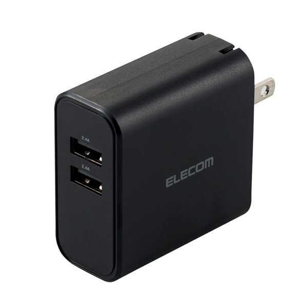 ELECOM エレコム スマートフォン・タブレット用 AC充電器 2ポート おまかせ充電搭載 ブラック 合計24W # MPA-ACU05BK エレコム (電源アダプタ・USB)